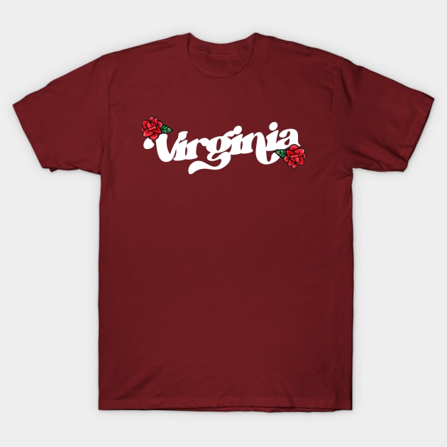 Virginia Pride Red Flowers T-Shirt by bubbsnugg